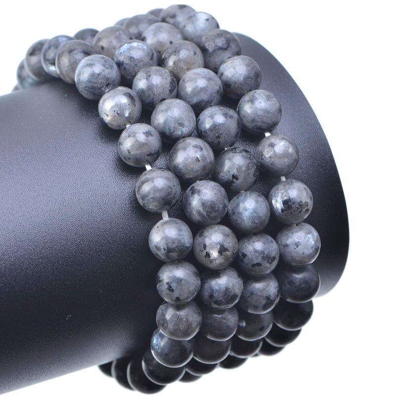 LPBeads 100PCS 8mm Natural Black Larvikite Beads Gemstone Round Loose Beads for Jewelry Making with Crystal Stretch Cord - Image 4